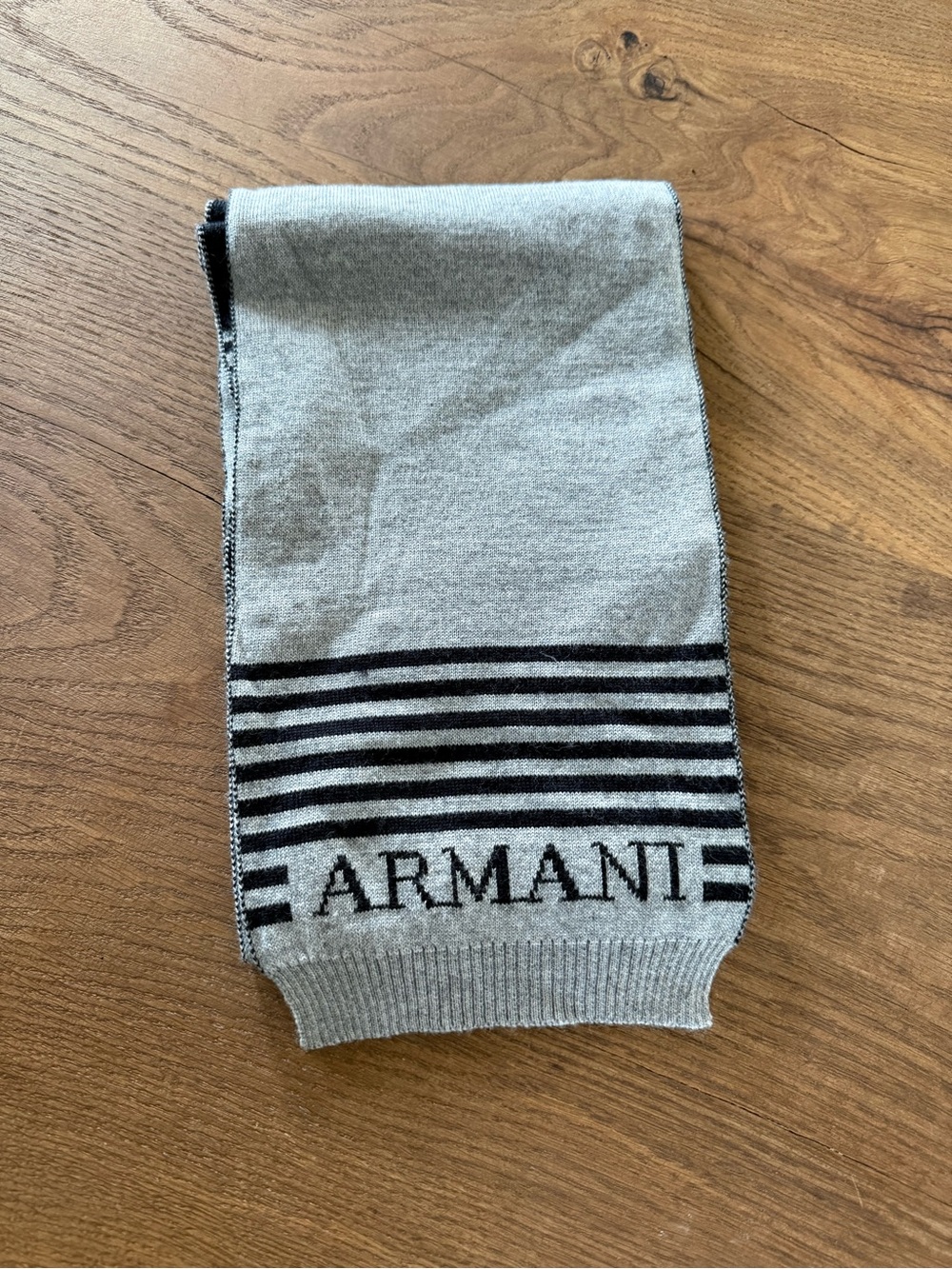 Armani Junior Gray and Black Striped Kids Scarf